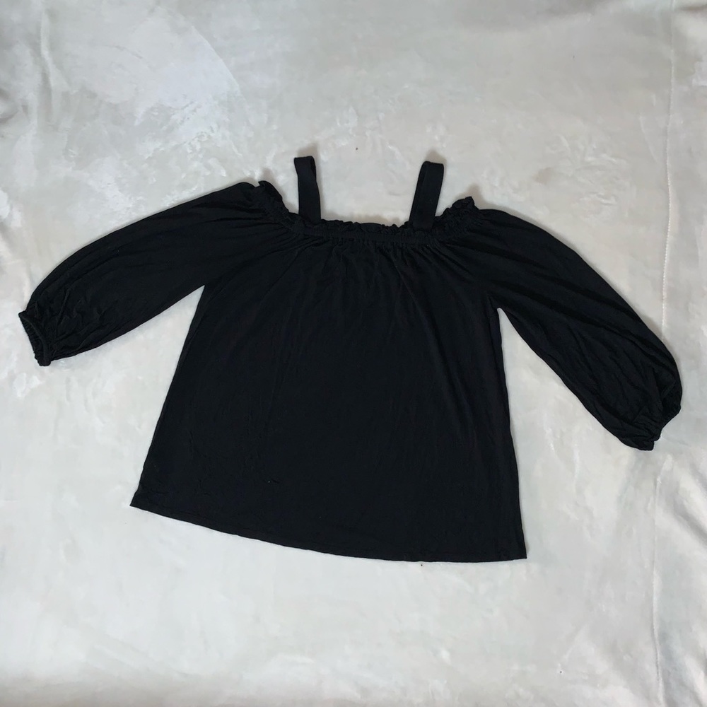 LOFT black cold shoulder long sleeve top size: S